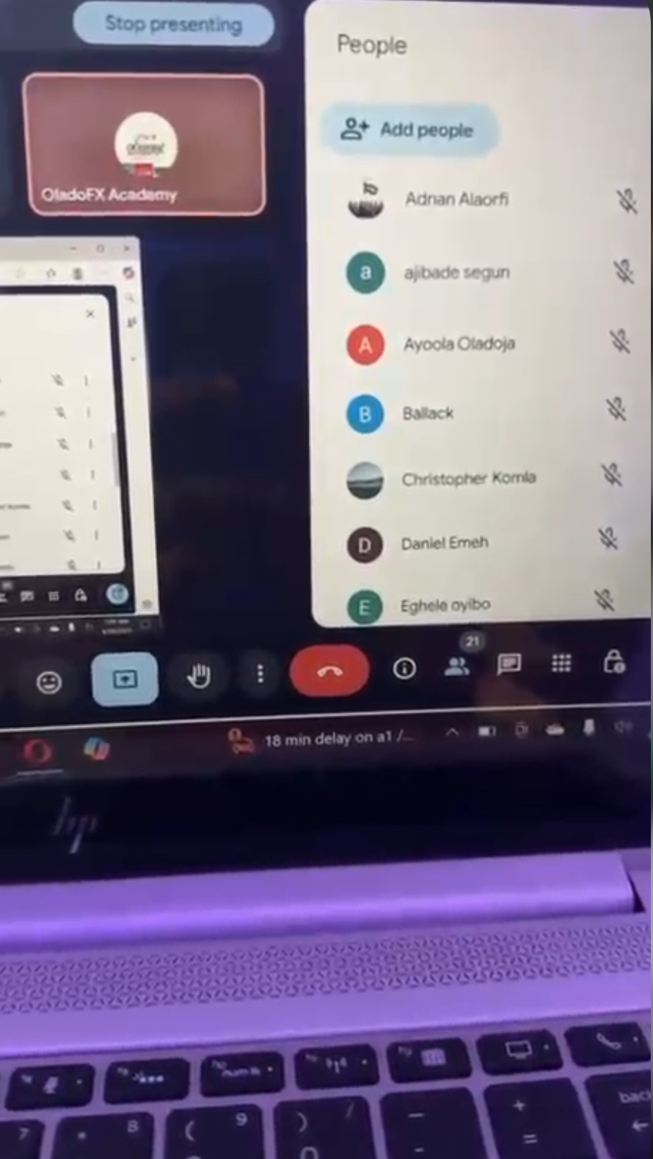 Google Meet class with students