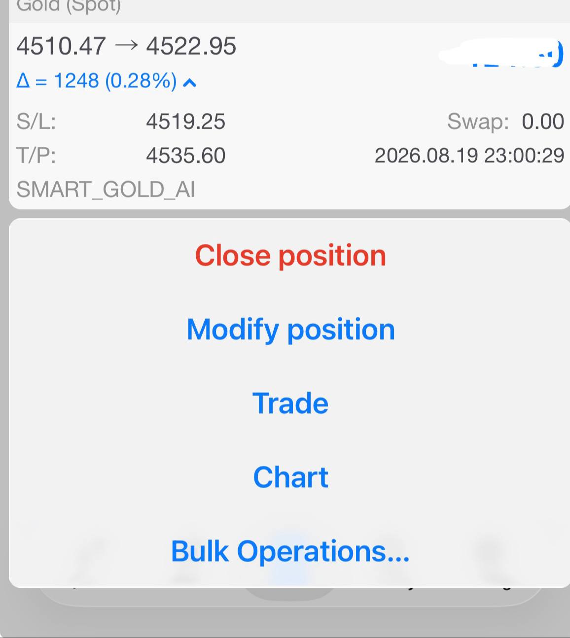 Robot gold trade opening